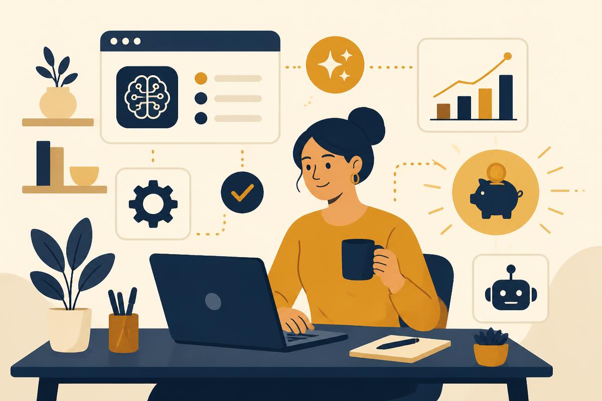 Local business owner using efficient AI-powered tools